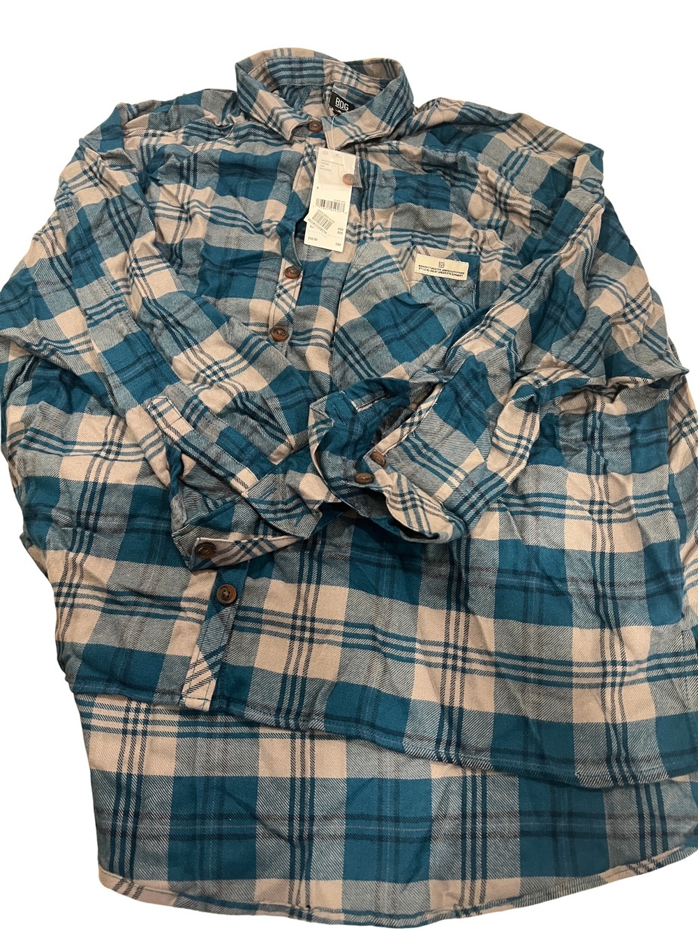 BDG Navy/ Marin Plaid Button Down
